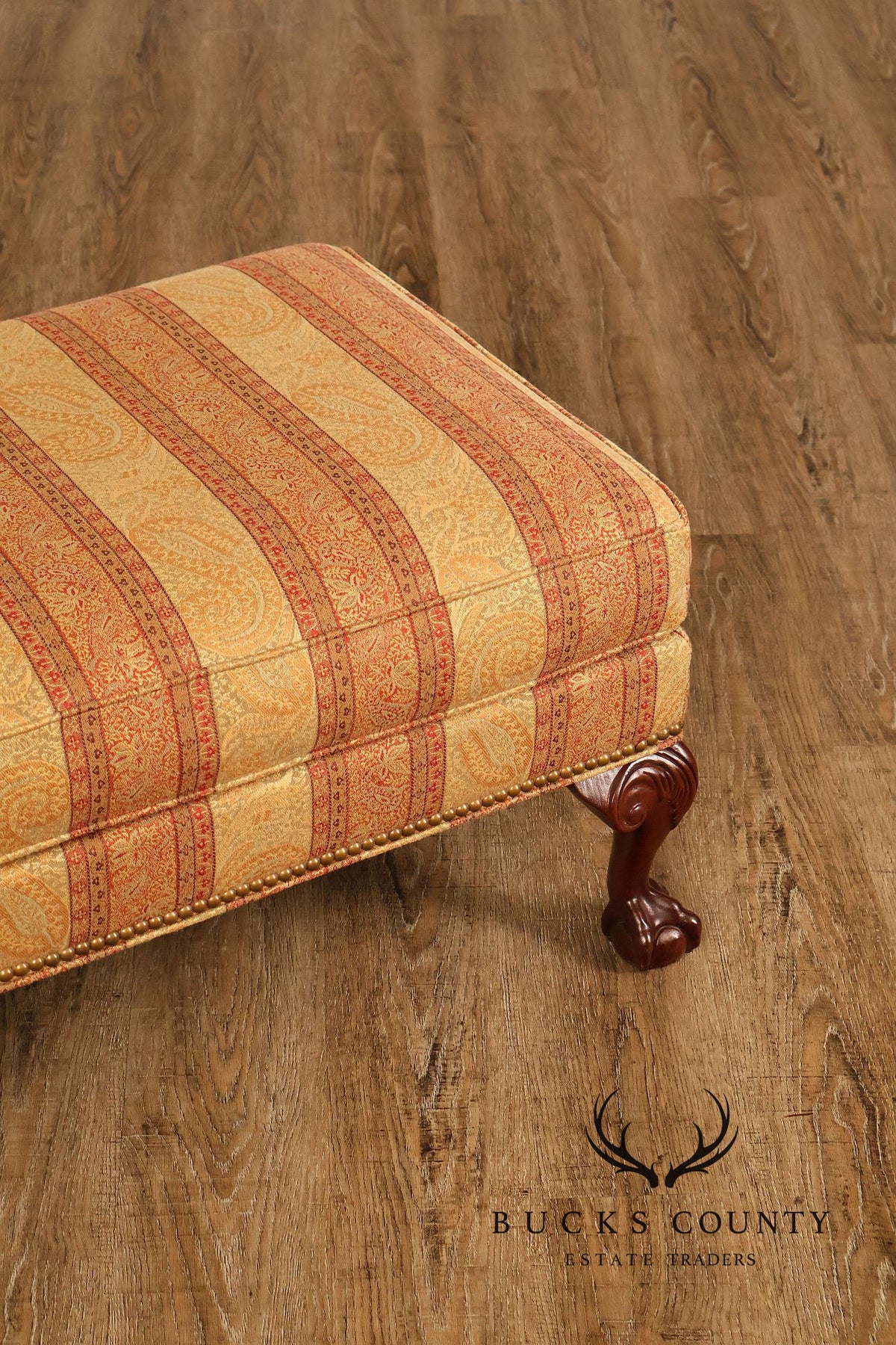 Parker Southern Chippendale Style Upholstered Ottoman