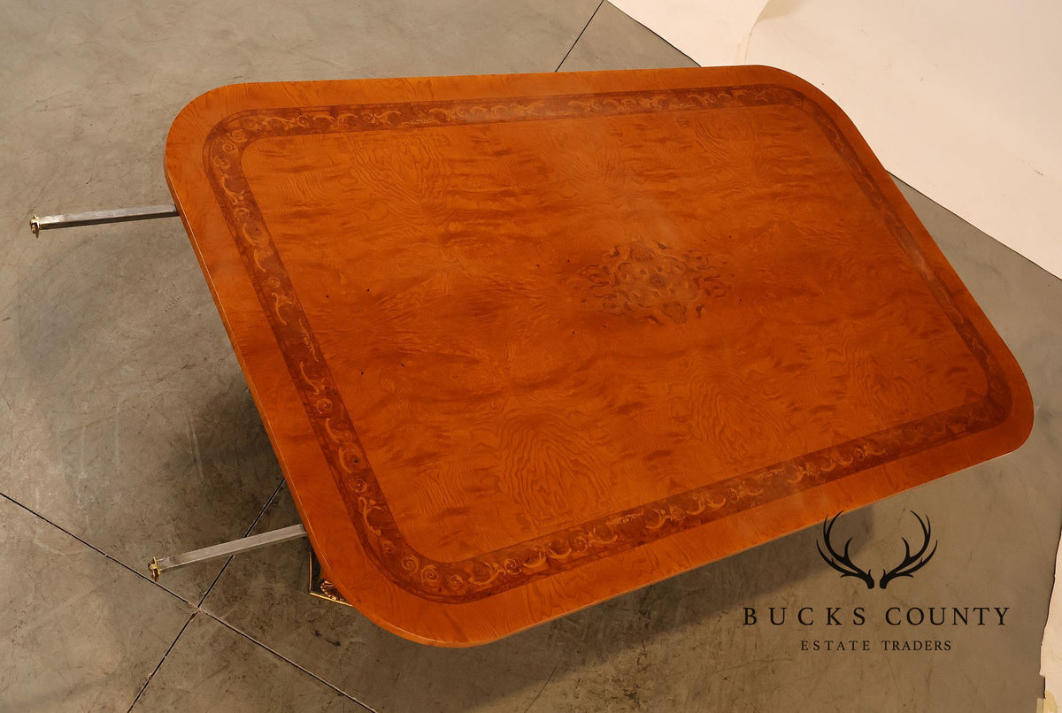 Ala Mobili Style Neoclassical Style Inlaid Double Pedestal Extension Dining Table
