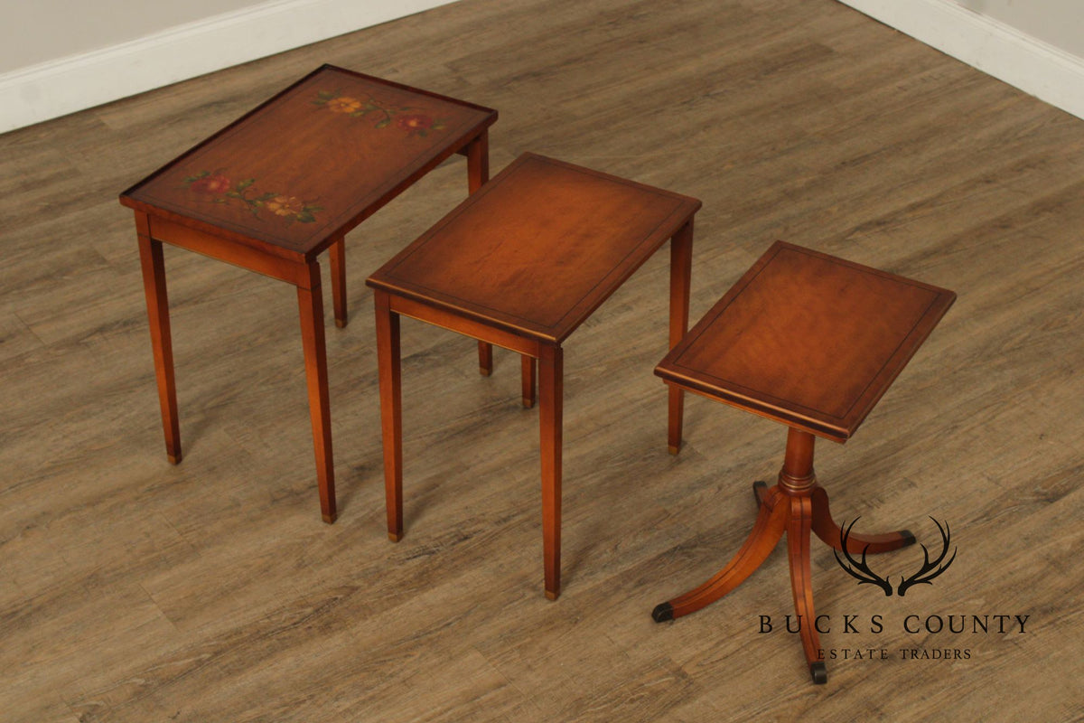 1930's Imperial Furniture Edwardian Set of Three Satinwood Nesting Tables