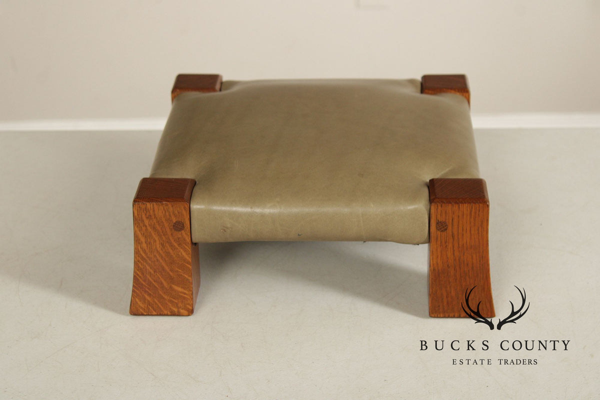 Stickley Mission Collection Oak and Leather Monk Footstool