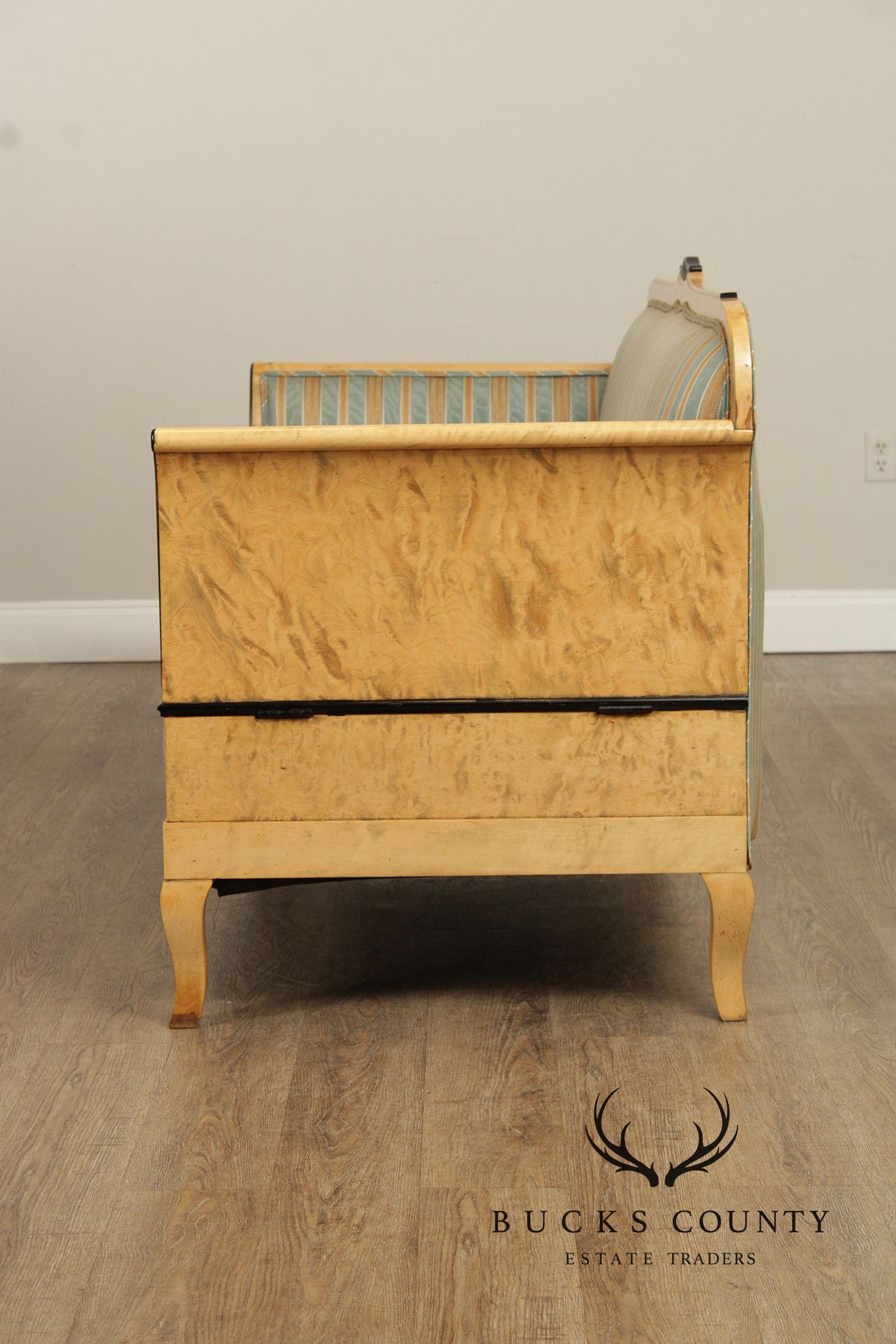 Antique Biedermeier Inlaid Flame Birch Sofa
