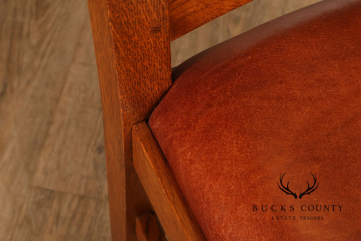 Stickley Mission Collection Set of Six Oak and Leather Dining Chairs