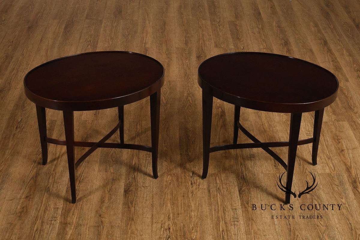 Barbara Barry For Baker Pair of Mahogany Side Tables
