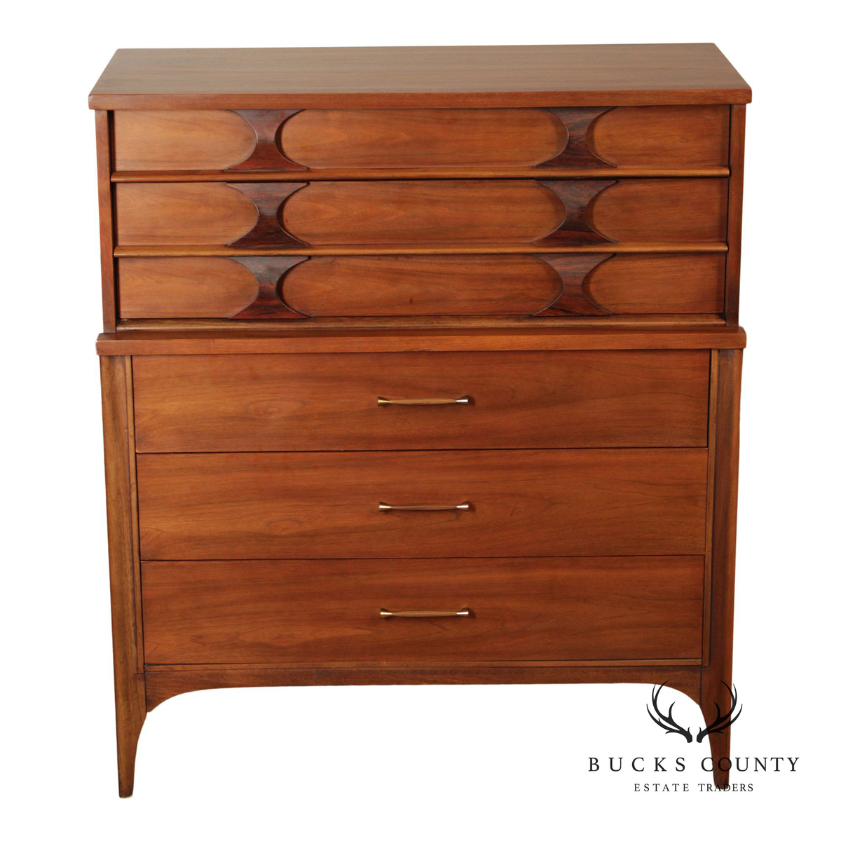 Kent Coffey 'Perspecta' Walnut And Rosewood Tall Chest