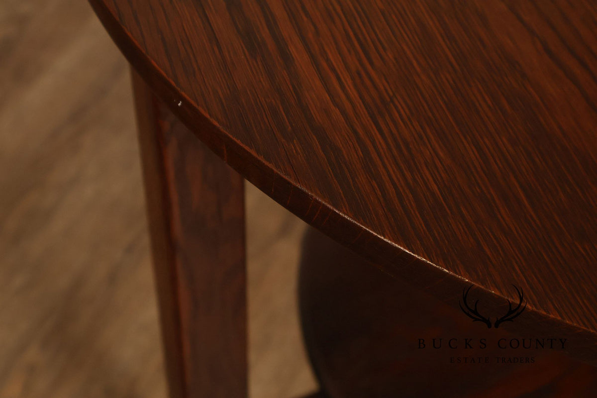 Antique Arts And Crafts Oak Round Side Table