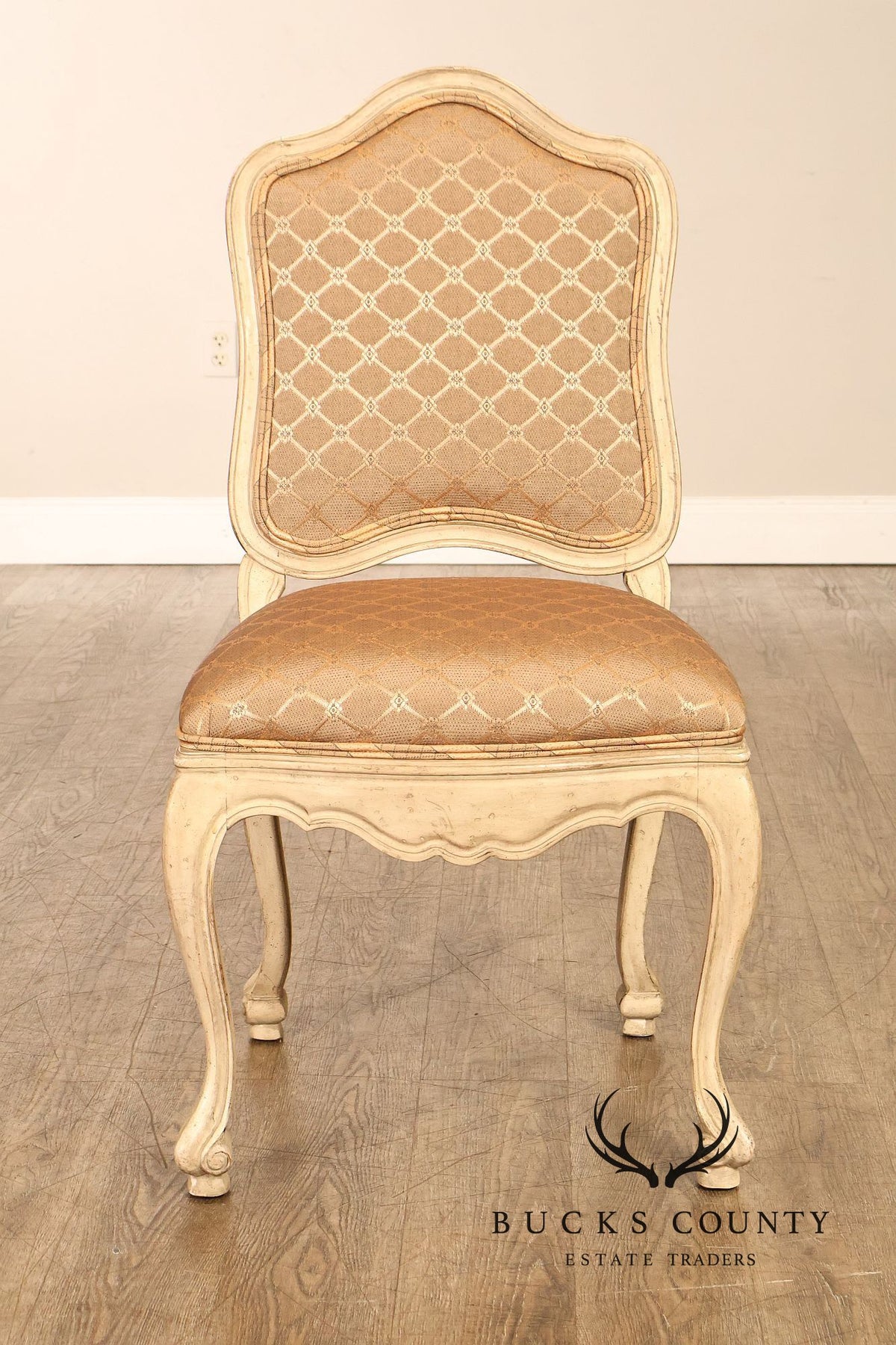 French Provincial Style Set Of Six Painted Upholstered Dining Chairs