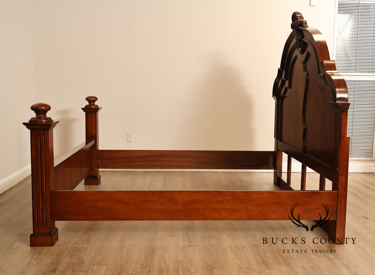 Baroque Style King Size Mahogany High Back Carved Bed Frame