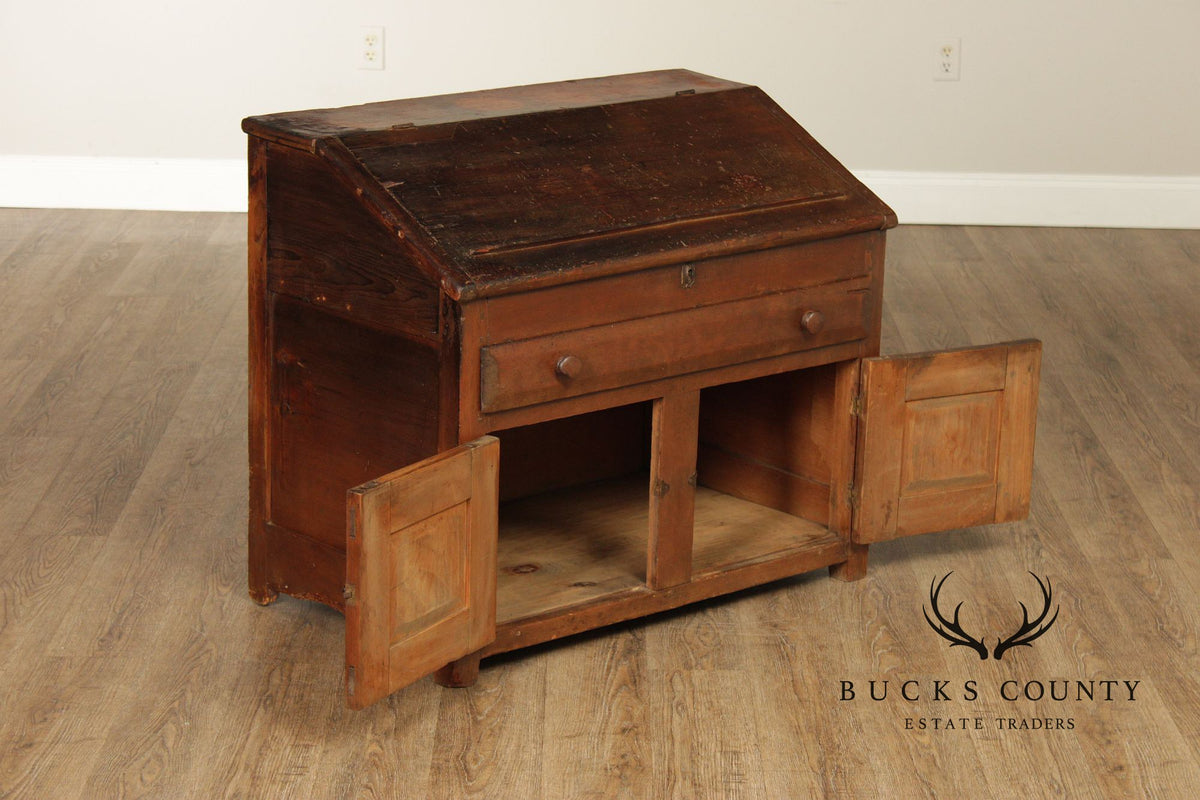 Antique Country Pine Slant Front Schoolmaster’s Desk