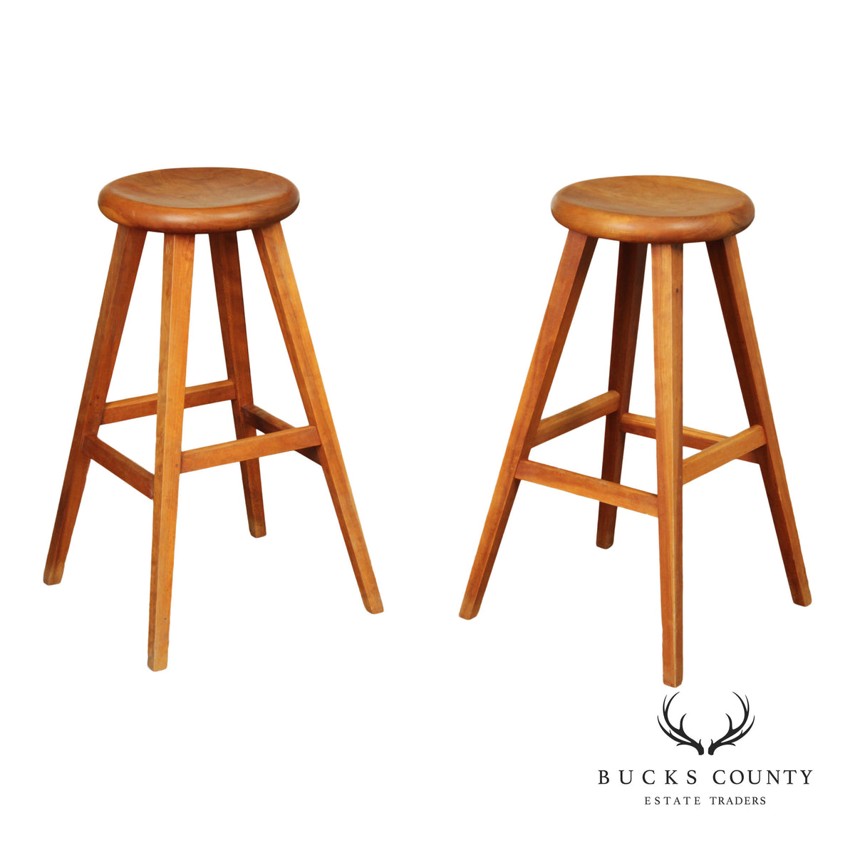 Thomas Moser Pair Of  Cherry Splay Leg Counter Stools