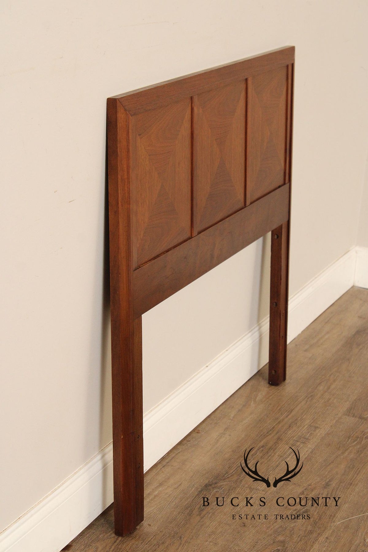Mid Century Modern Walnut Diamond Front Twin Headboard