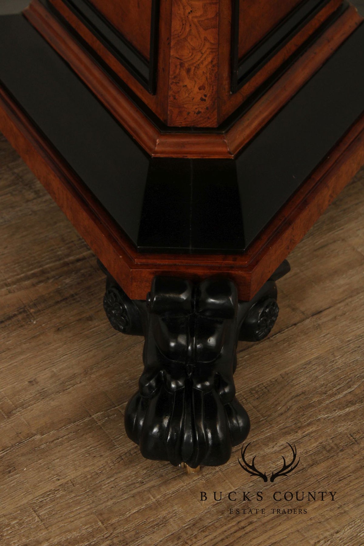 Baker Stately Homes Burlwood Round Inlaid Center Tabe