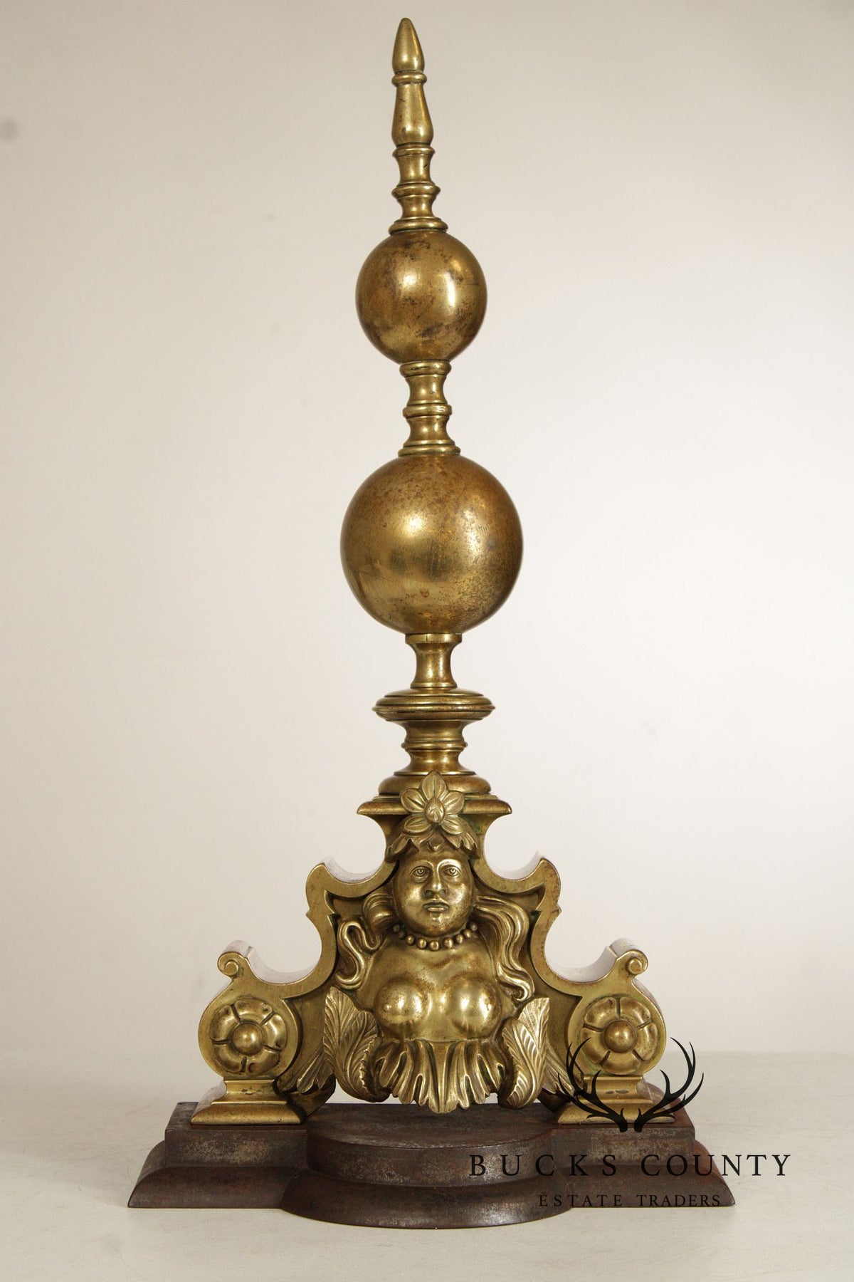 French Louis XIV Style Pair of Brass Figural 'Marmouset' Andirons