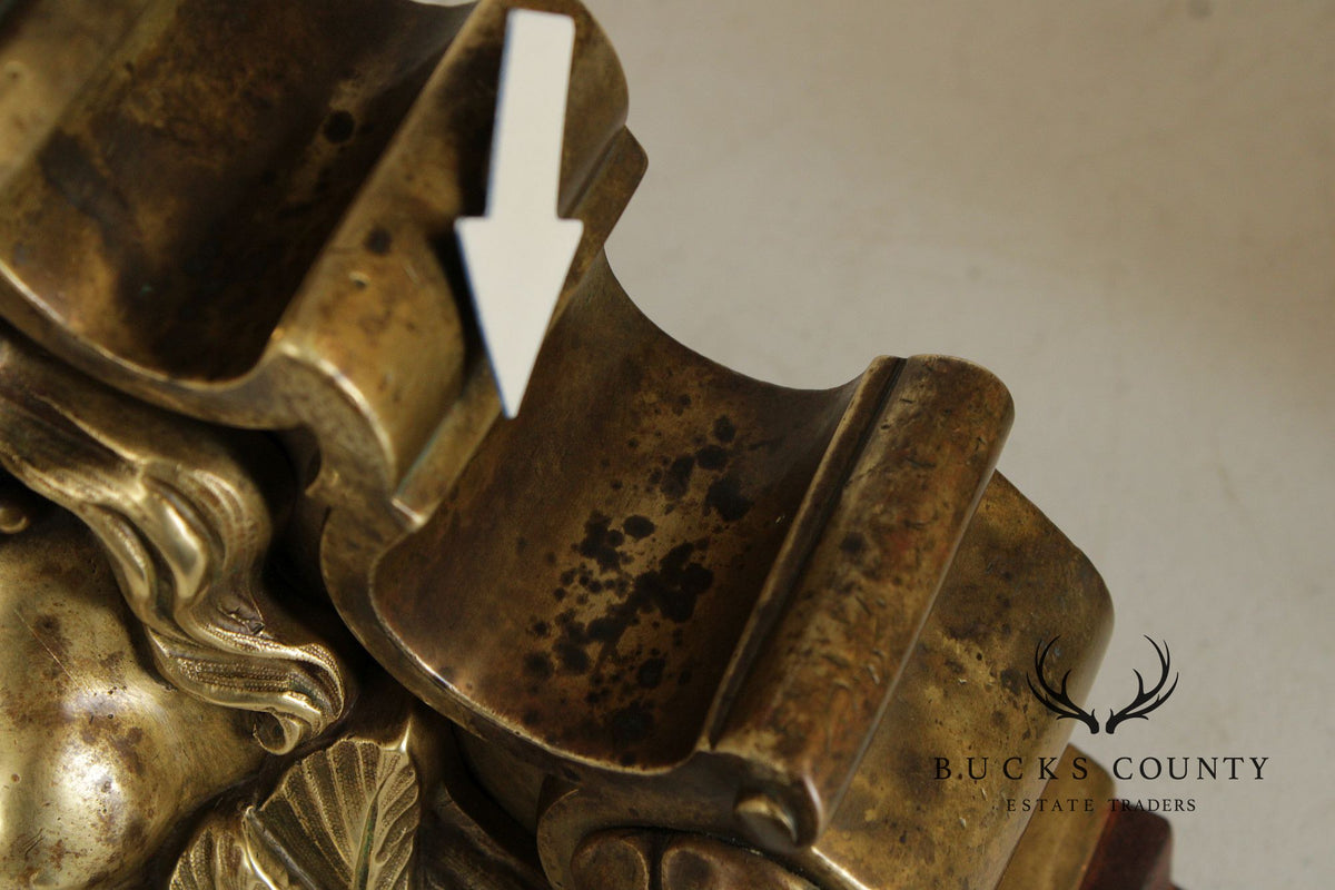 French Louis XIV Style Pair of Brass Figural 'Marmouset' Andirons