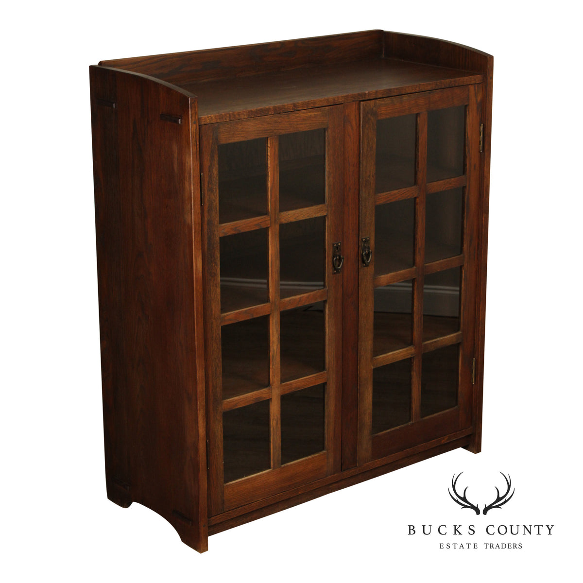 Antique Mission Oak Two Door Bookcase