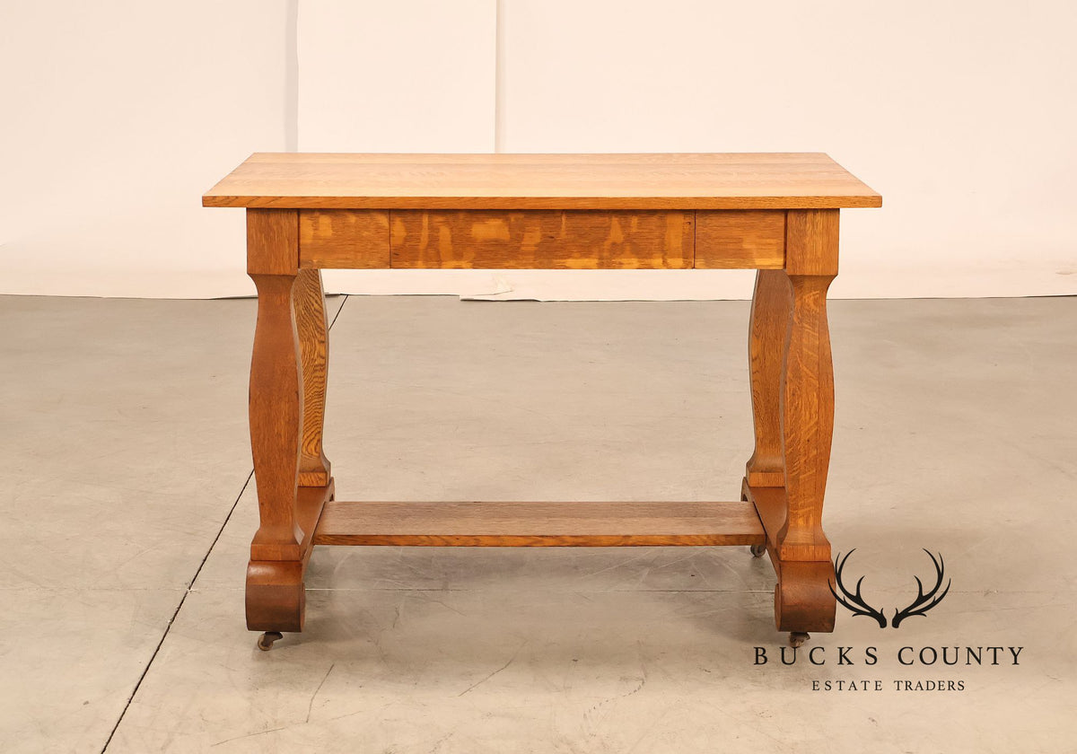 Empire Style Antique Oak Library Table