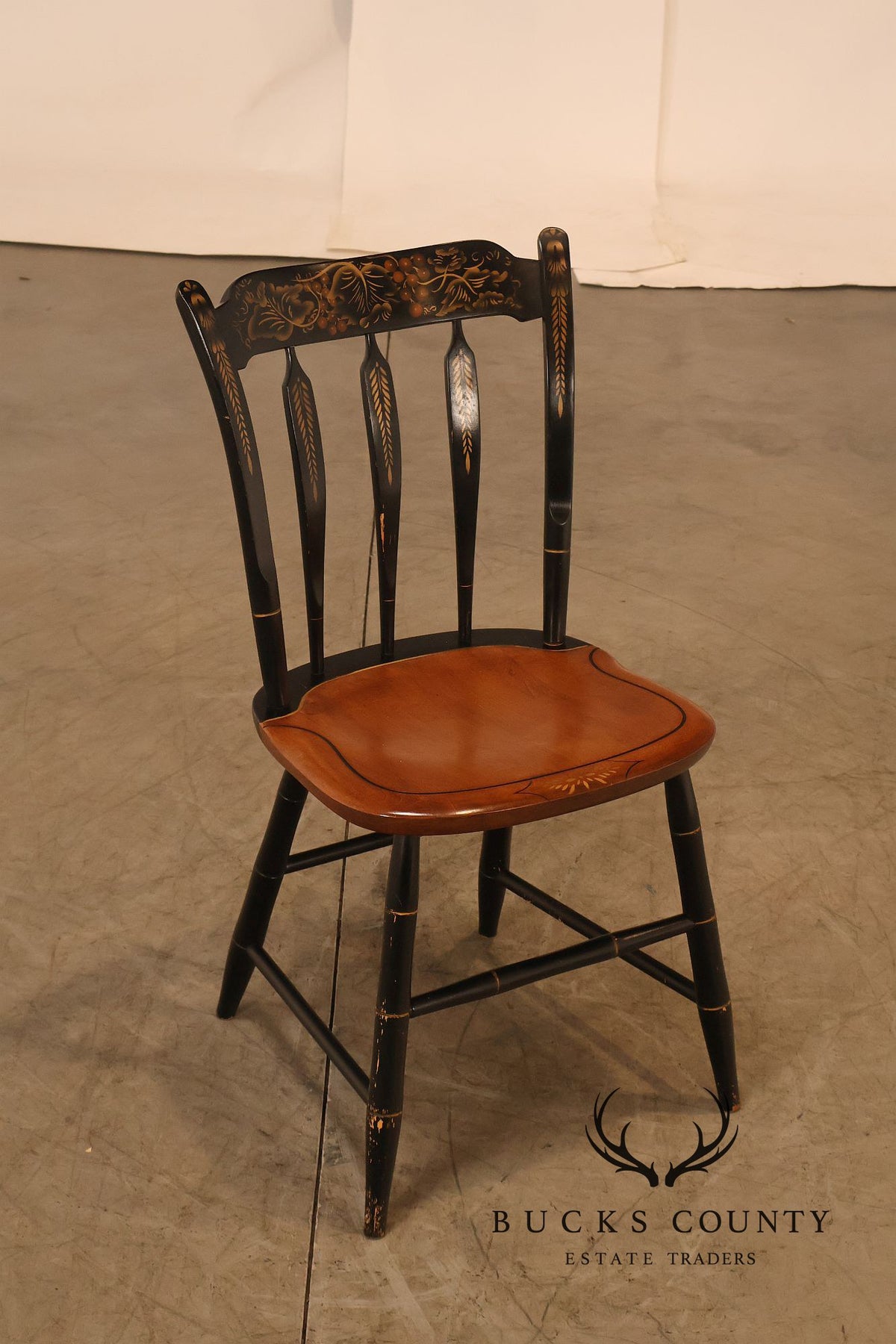 L. Hitchcock Pair of Paint Decorated Side Chairs