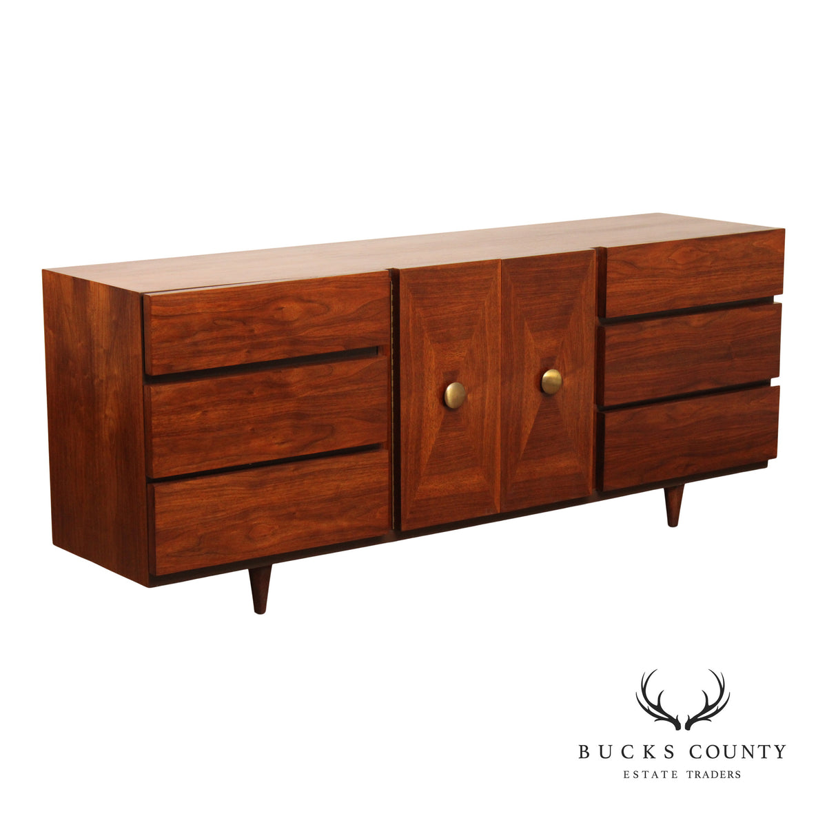 American Of Martinsville Mid-Century Modern Walnut Long Dresser