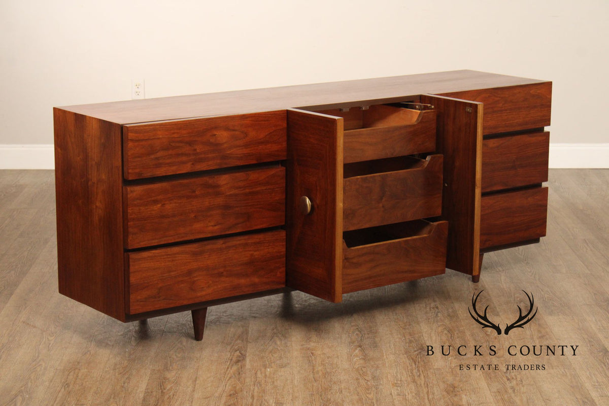 American Of Martinsville Mid-Century Modern Walnut Long Dresser