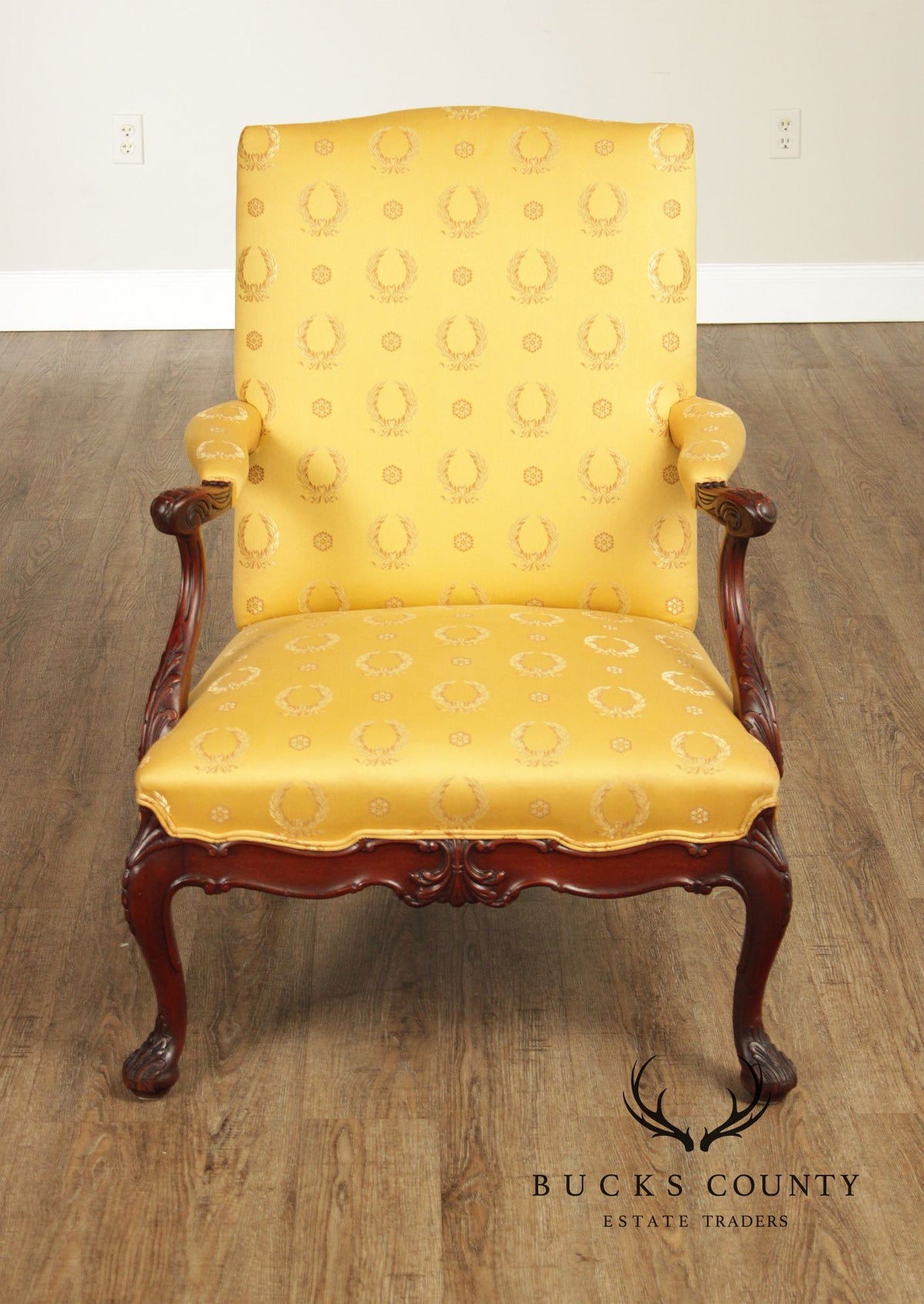 George II Style Carved Mahogany Library Armchair