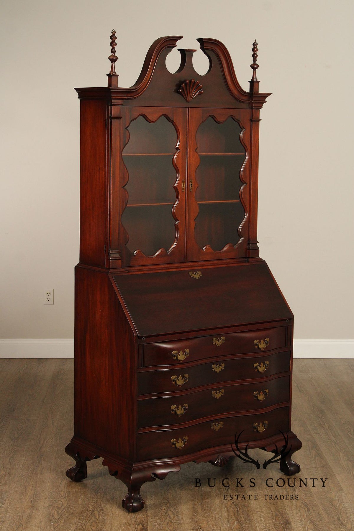 1940's Georgian Style Mahogany Secretary Bookcase