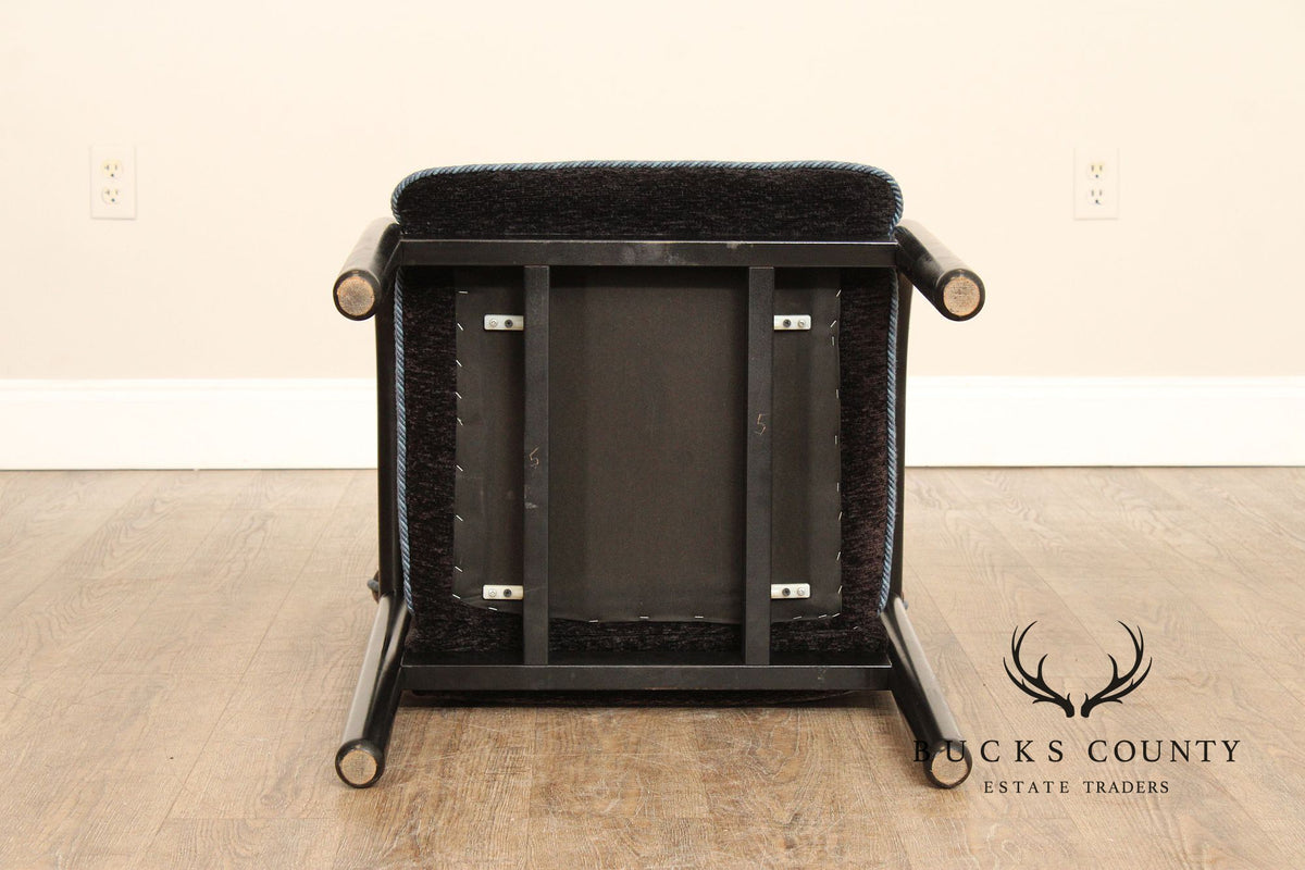 Postmodern Style Pair of Black Frame Upholstered Armchairs
