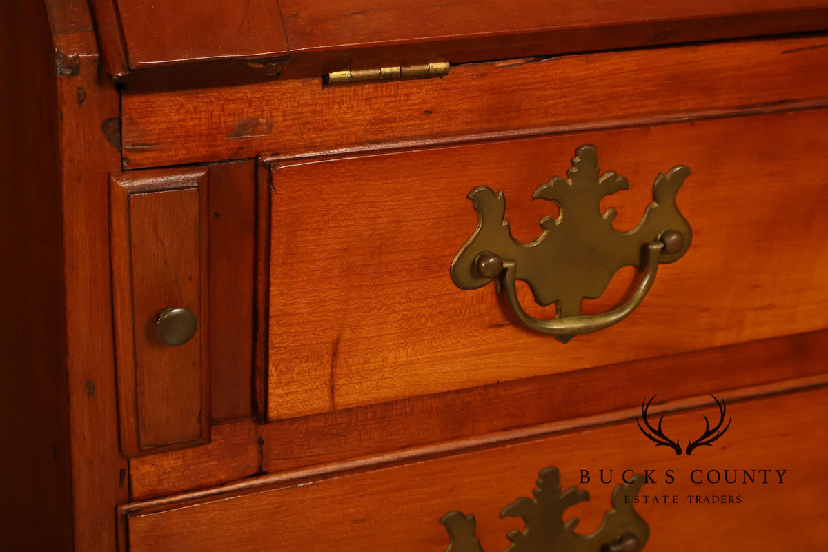 Antique Traditional Cherry Slant-Front Secretary Desk With Secret Compartments