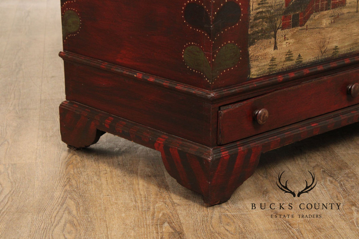 Antique Folk Art Painted Blanket Chest