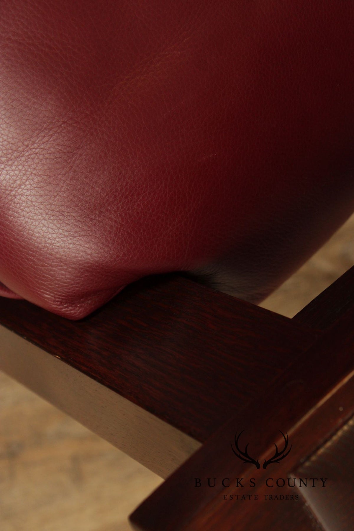 Stickley Mission Collection Oak And Red Leather Eastwood Chair