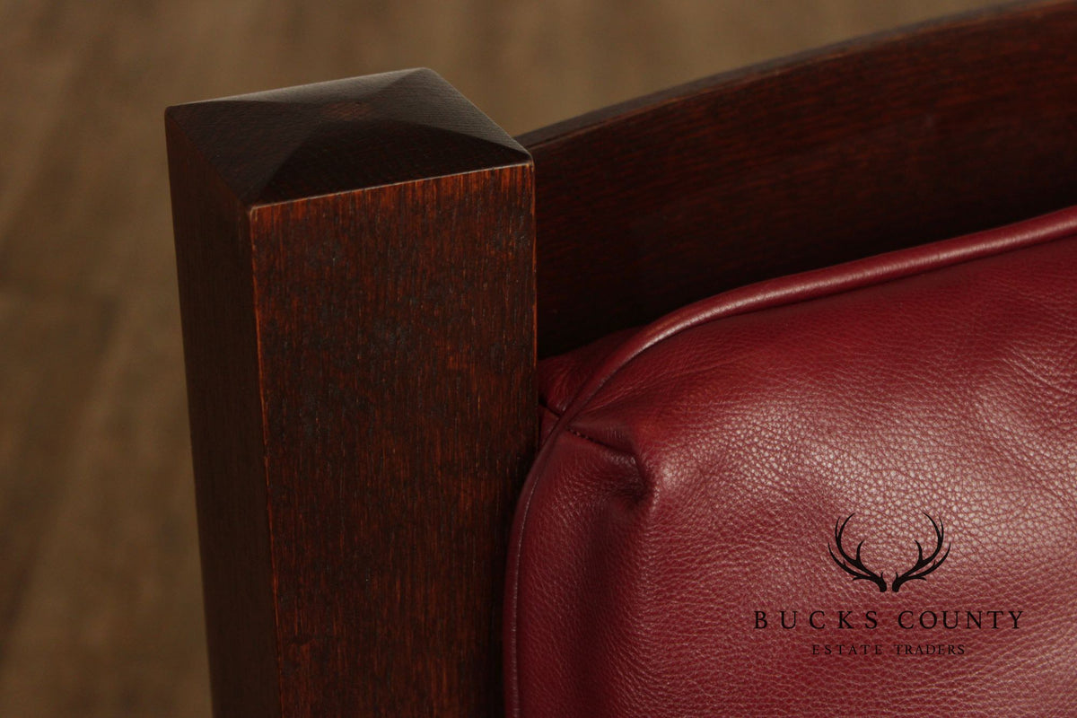 Stickley Mission Collection Oak And Red Leather Eastwood Chair