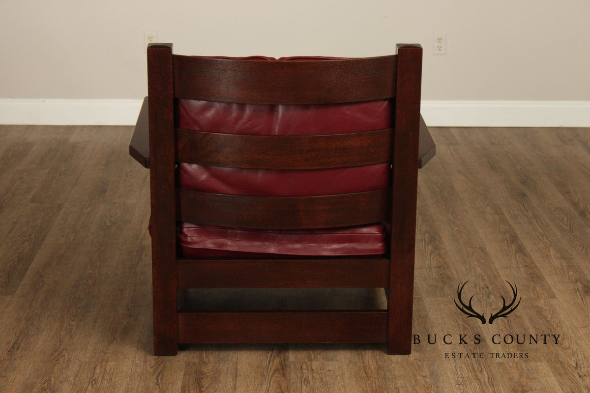 Stickley Mission Collection Oak And Red Leather Eastwood Chair