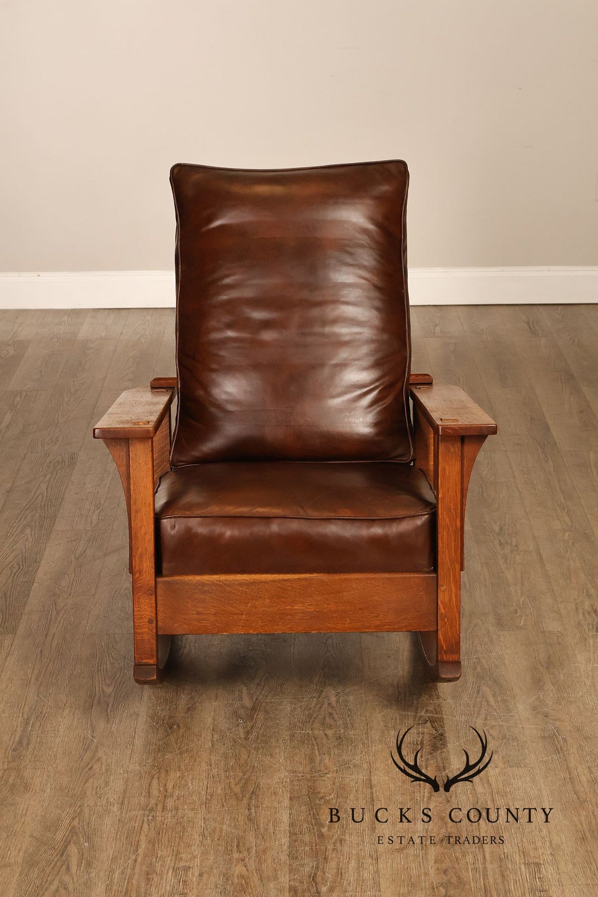 Antique L & JG Stickley Mission Oak Morris Rocker
