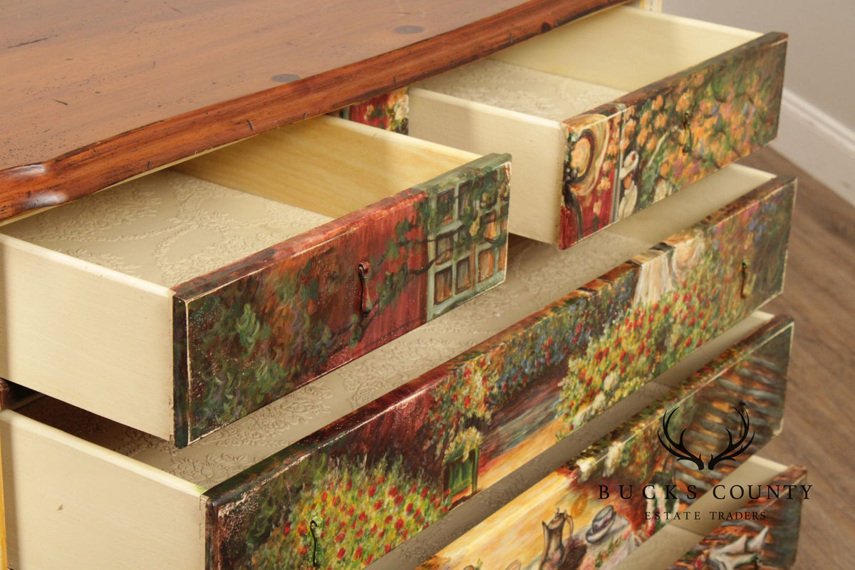 Habersham Claude Monet Collection Hand Painted French Provincial Chest Of Drawers