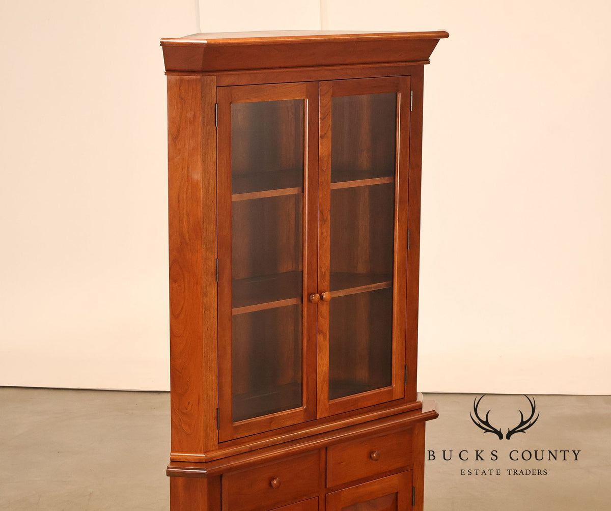 Hunt Country Furniture Cherry Corner Cabinet With Beveled Glass Doors