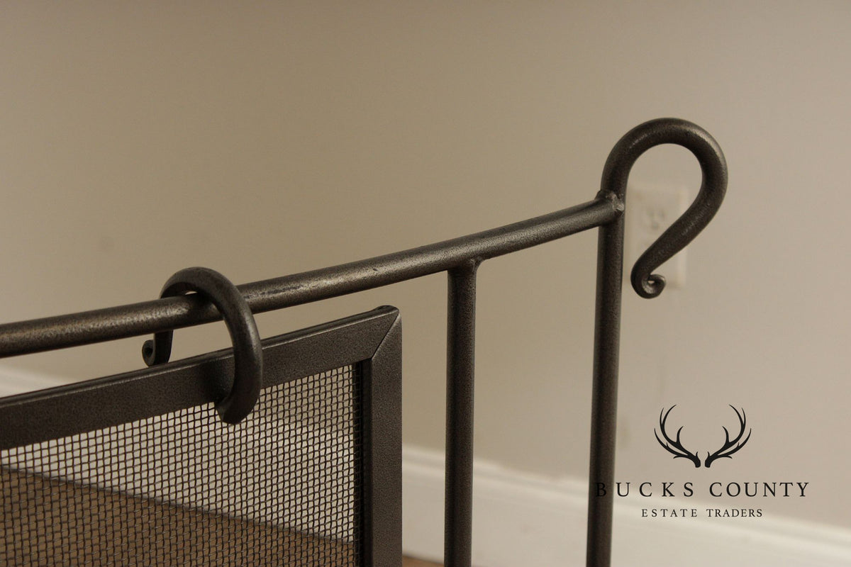 Pilgrim Bowed Forged Iron Fireplace Screen
