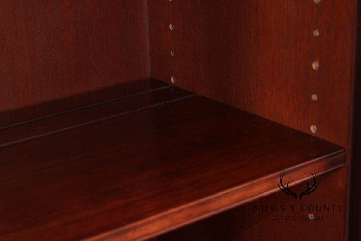Baker Furniture Mahogany Inlaid Federal Style Breakfront Secretary Bookcase