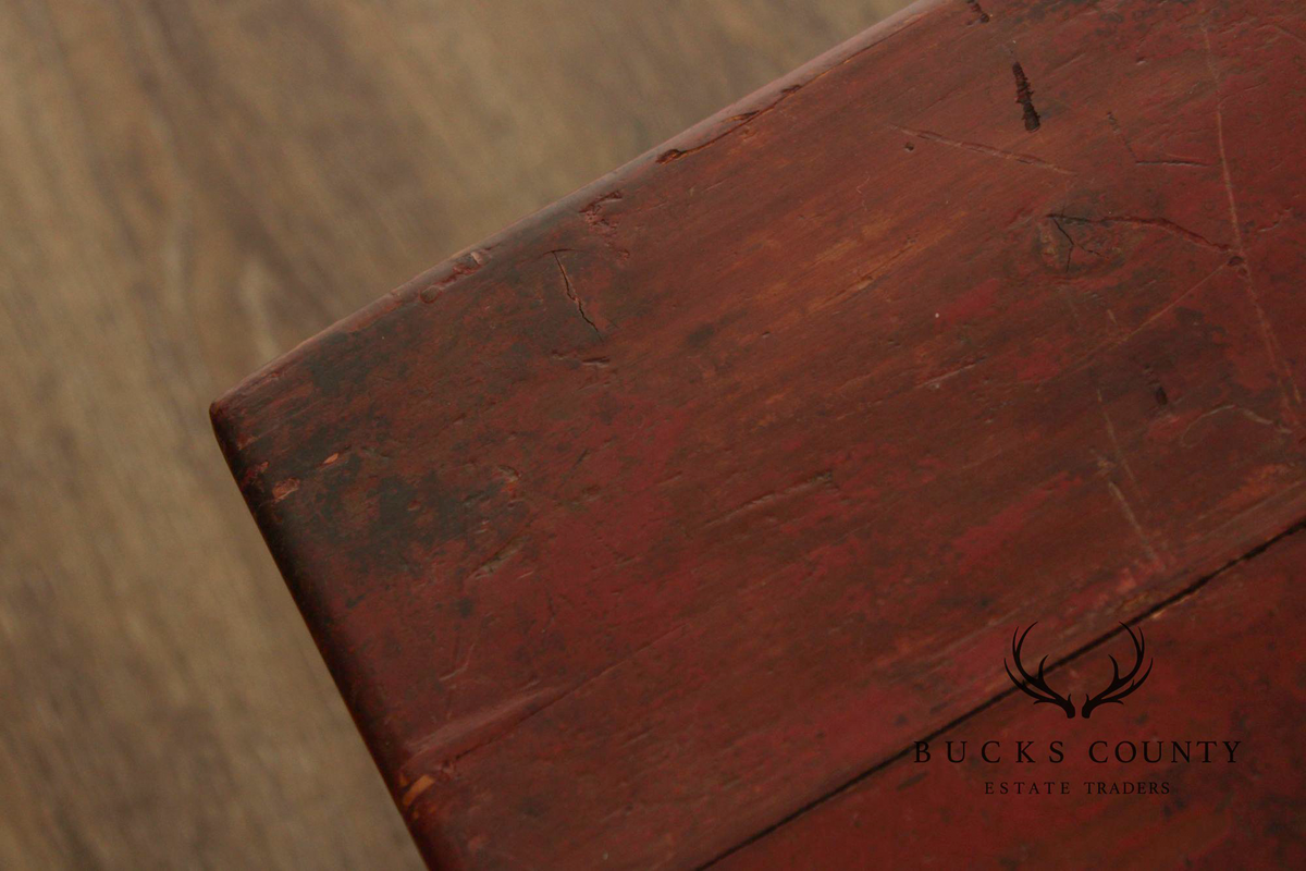 Chinese Export Style Red Lacquered Trunk With Brass Hardware On Custom Black Stand, Coffee Table