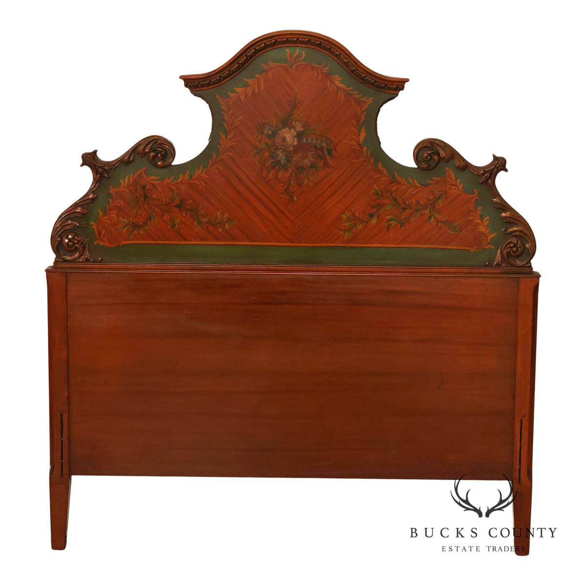 Edwardian Paint Decorated Satinwood Twin Headboard