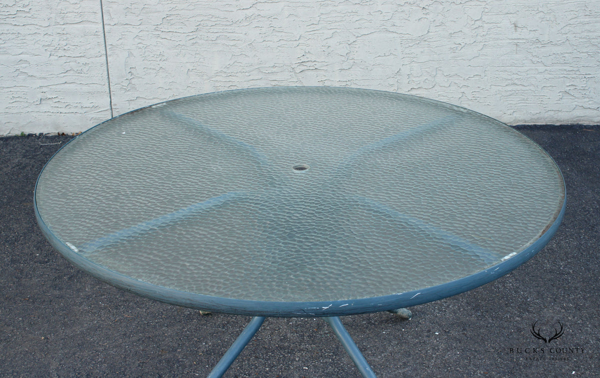 Mid Century Modern Round Glass Top Outdoor Patio Table