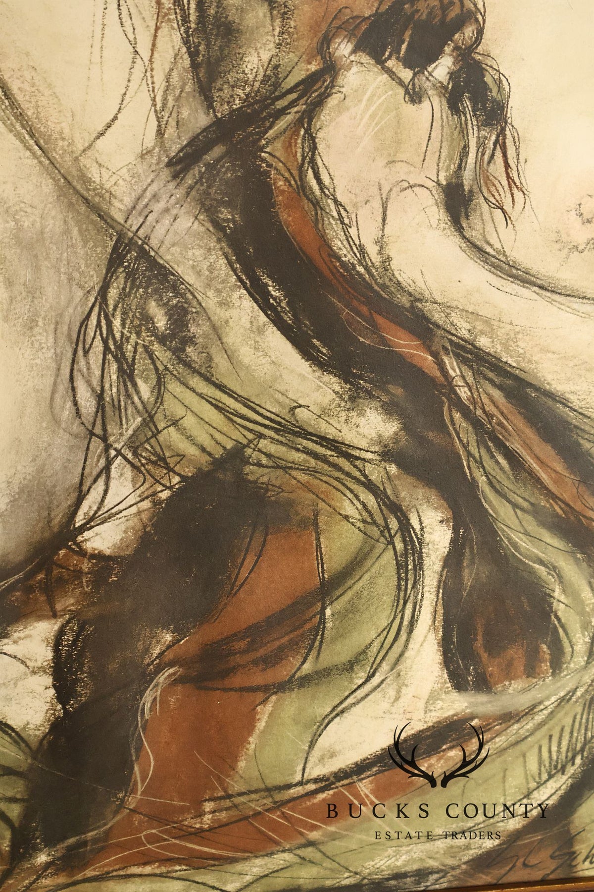 Sheldon C. Schoneberg Mixed Media Drawing, Nude Study