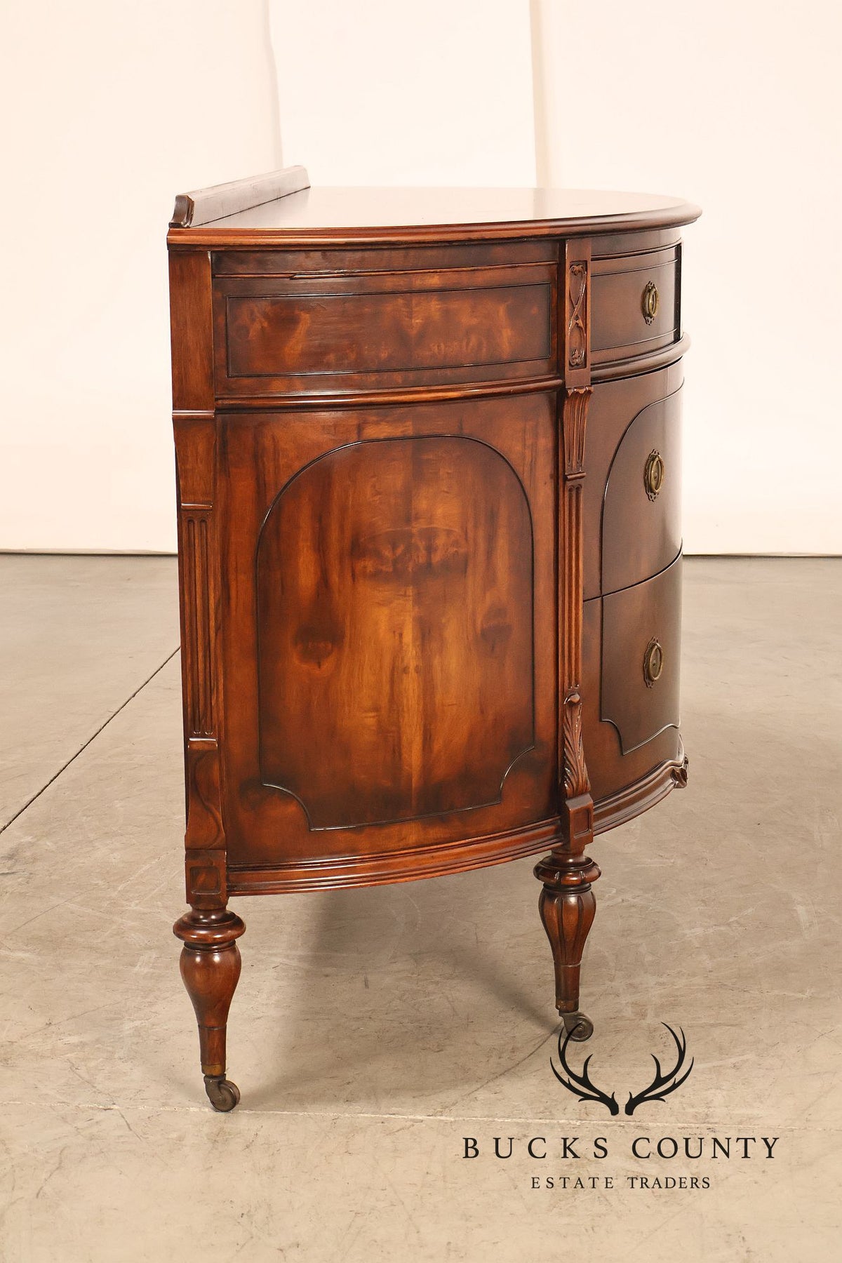Vintage French Regency Style Mahogany Bow Front Sideboard Buffet