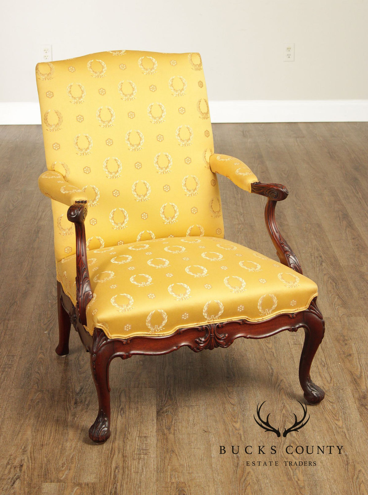 George II Style Carved Mahogany Library Armchair