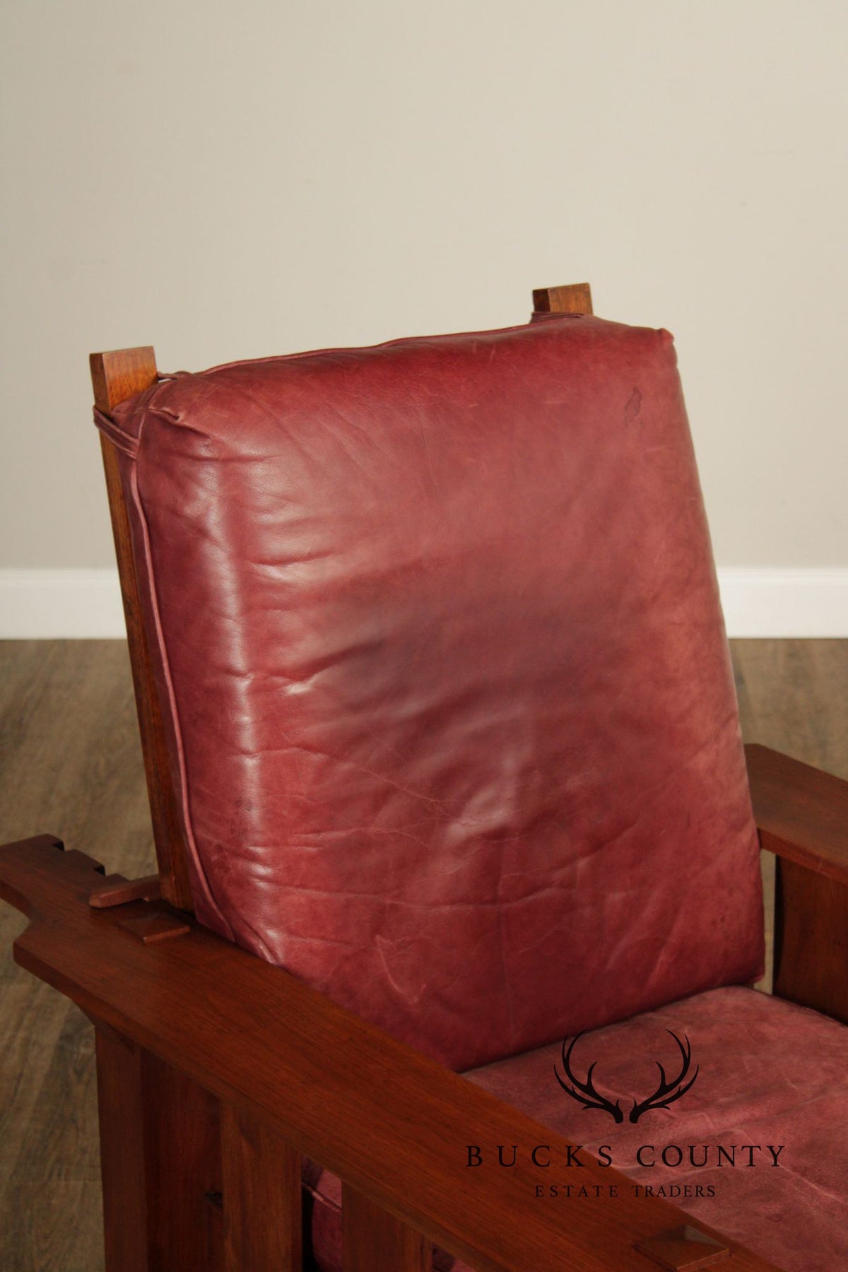 Antique Mission Walnut and Leather Morris Chair