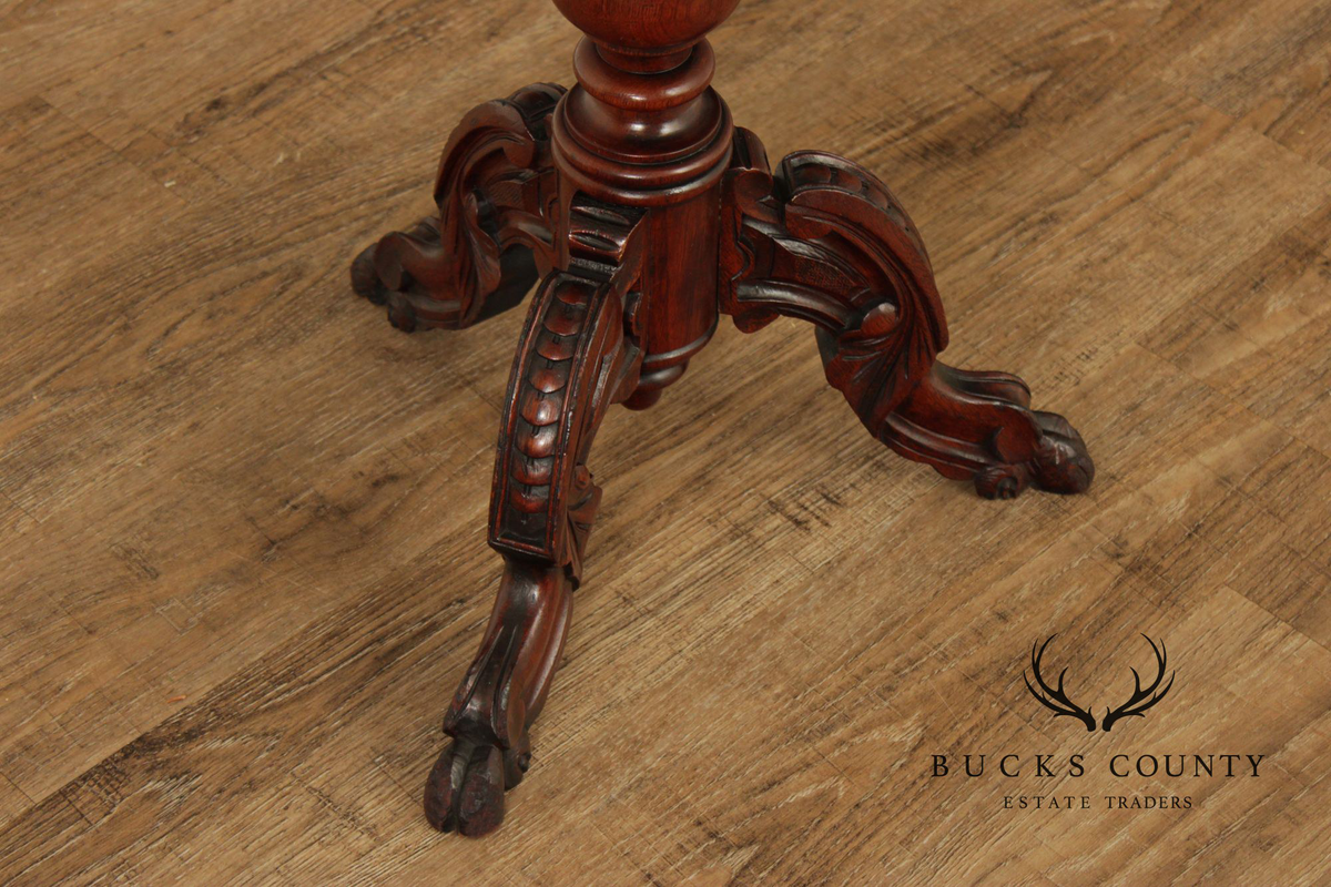 Antique Victorian Walnut Pedestal Plant Stand
