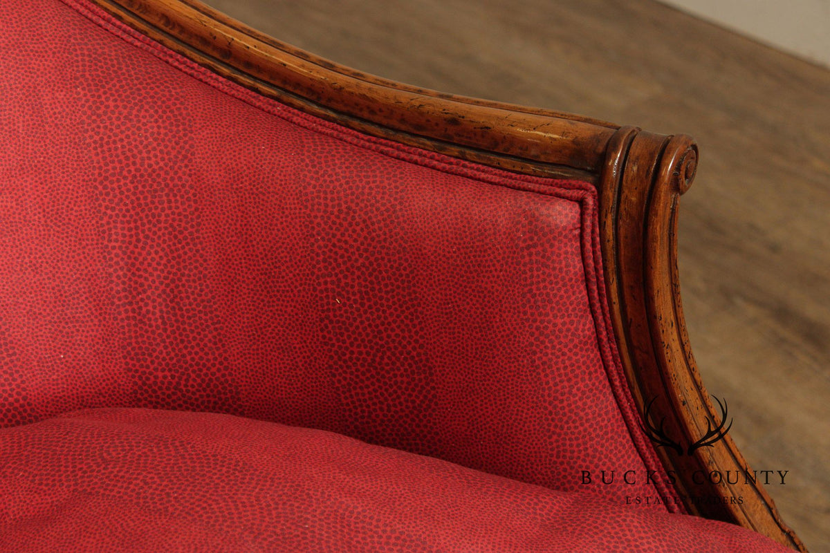 French Louis XV Style Walnut Upholstered Sofa