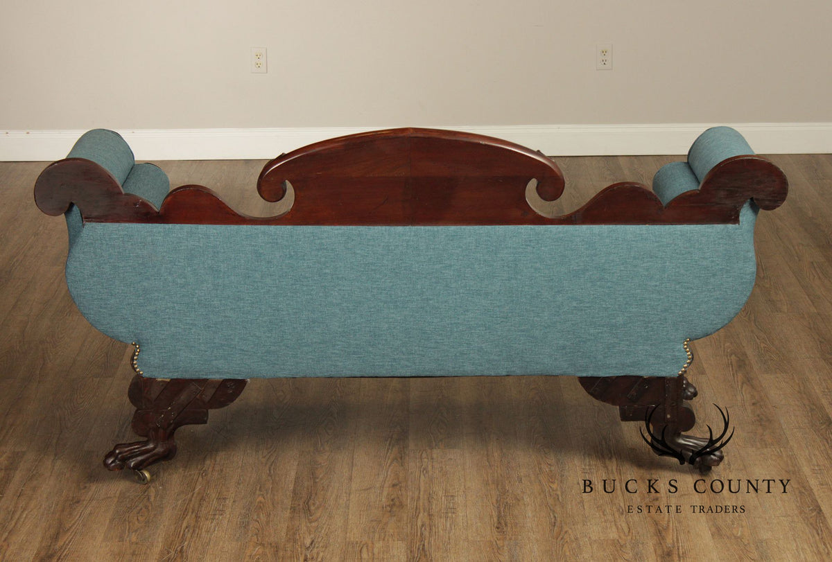 Antique American Classical Carved Mahogany Sofa