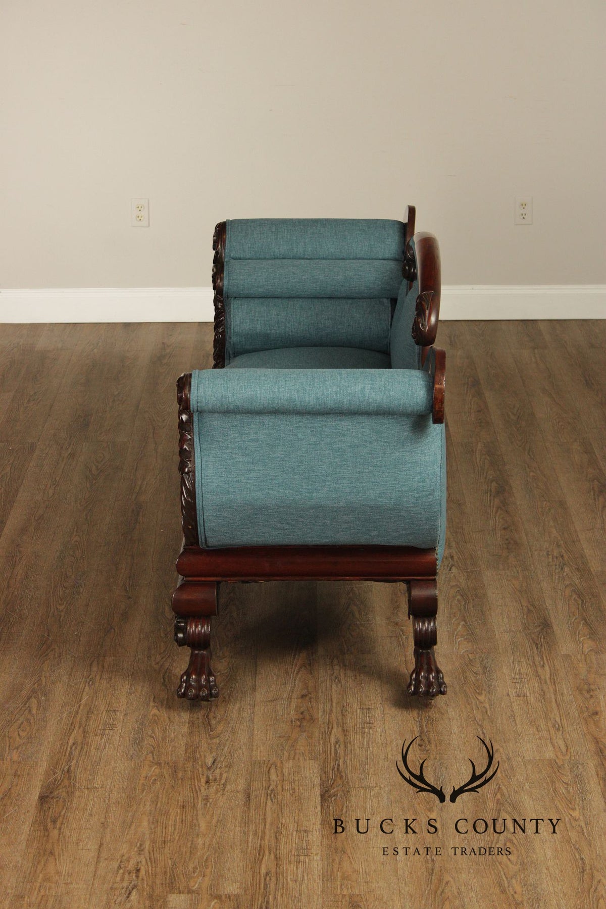 Antique American Classical Carved Mahogany Sofa