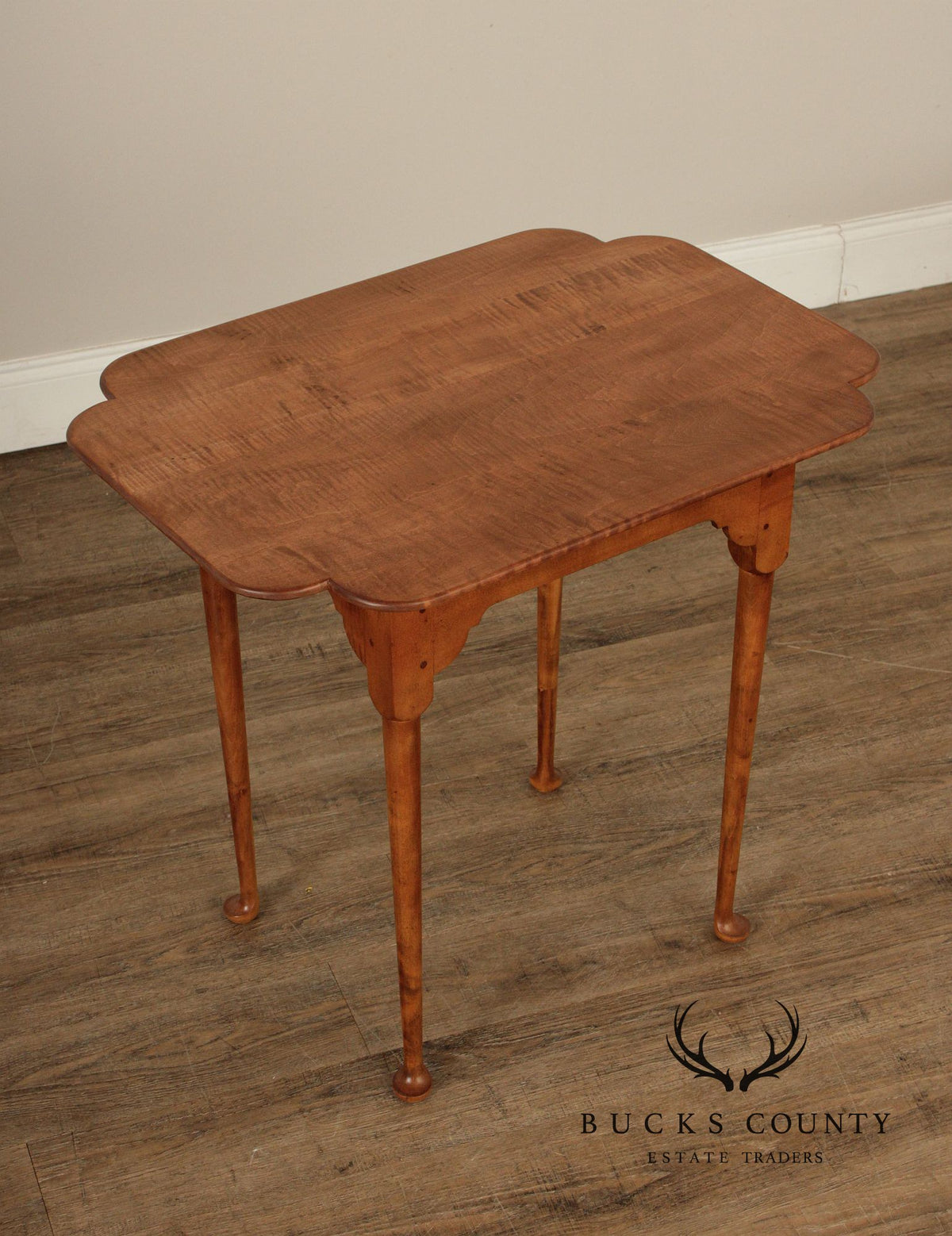 Custom Quality Queen Anne Style Tiger Maple Side Table