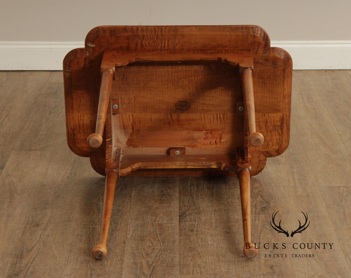 Custom Quality Queen Anne Style Tiger Maple Side Table