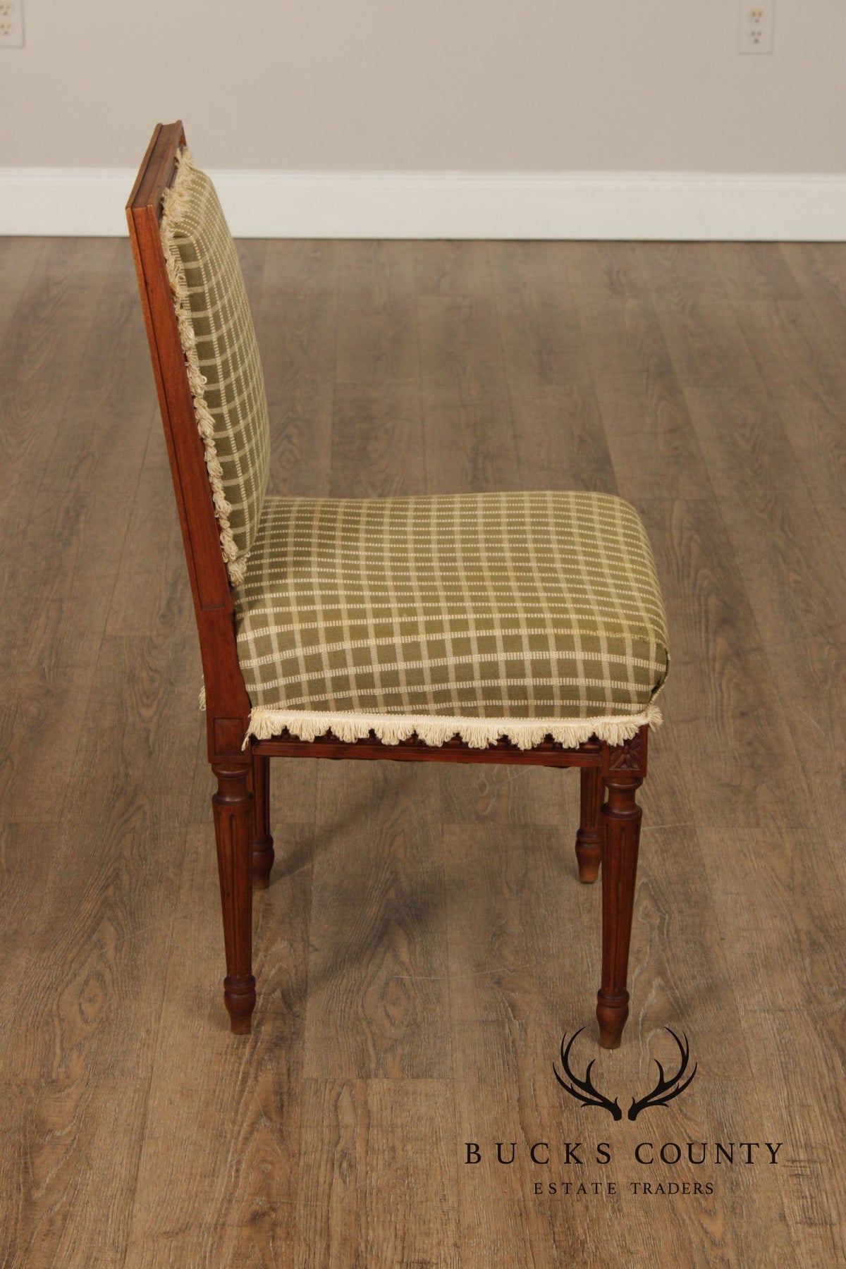 French Louis XVI Style Set Of Four Carved Walnut Dining Chairs