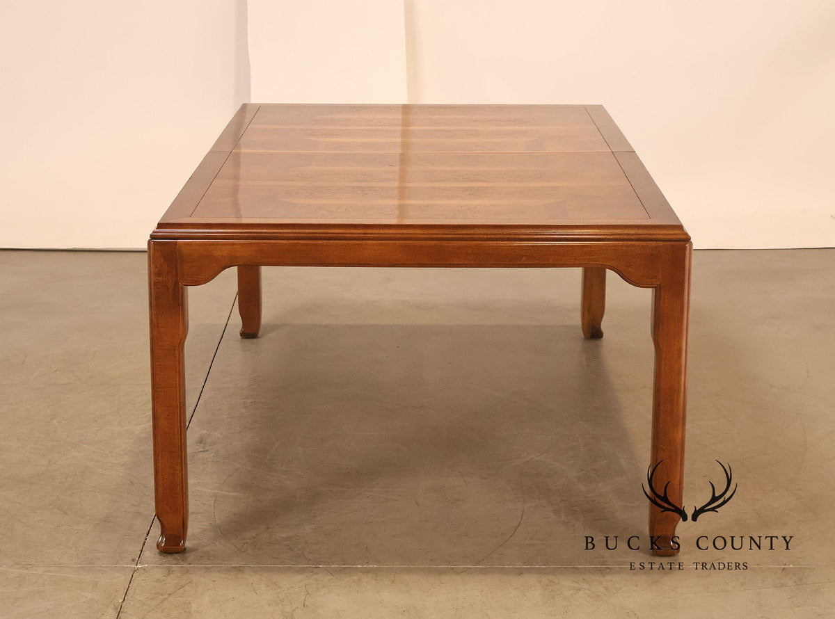 Century Furniture Chin Hua Burl Wood Parsons Expandable Dining Table
